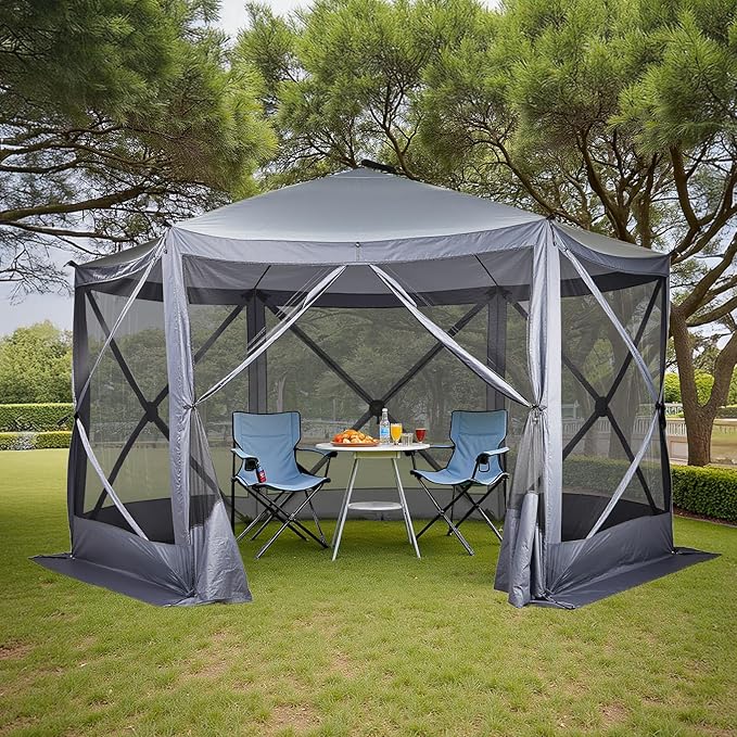 Outvita 12x12ft Instant Pop-Up Screen Tent - Outdoor Gazebo Canopy with Mosquito Netting & Carrying Bag - Versatile Pavilion Tent for Patios and Events