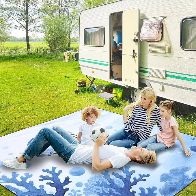 Beach Blanket, Sandproof Beach Mat, Waterproof Quick Drying Lightweight Outdoor Aztec Picnic Mat 79" X 83"/120"x108" for 2-8 Adults for Travel, Camping, Hiking