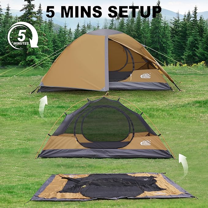 2 Person Backpacking Tent, Waterproof Windproof Two Person Tent, Lightweight Easy Setup 2 Man Tent for Camping Hiking Cycling