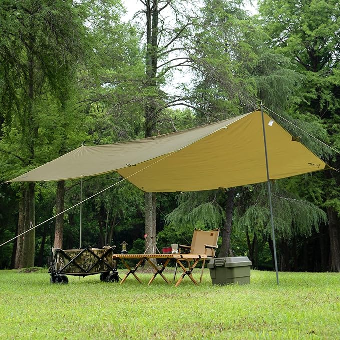 FREE SOLDIER Waterproof Portable Tarp Multifunctional Outdoor Camping Traveling Awning Backpacking Tarp Shelter Rain (Brown 10×10.5ft)