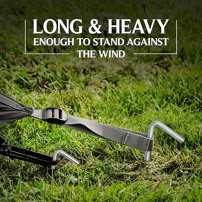 20 Pack Tent Stakes for Outdoor Camping, Heavy Duty Metal, Galvanized Rust-Free Yard Stakes, 20 Garden Edging Fence Hooks, Garden Stakes for Gardening & Canopies, Tent Pegs - by Ram-Pro