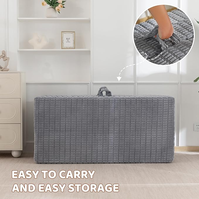 BYBYME Memory Foam Tri-Folding Mattress, 6 Inch Gel Folding Mattress Topper, Foldable Soft Guest Bed Camping Pad, with Washable Cover