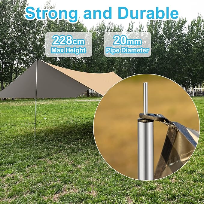 Hammock Rain Fly, 12x10FT Camping Tarp with Poles, Waterproof and Ultralight Survival Tent Tarp for Outdoors, Camping, Hiking, Picnic, Backpacking