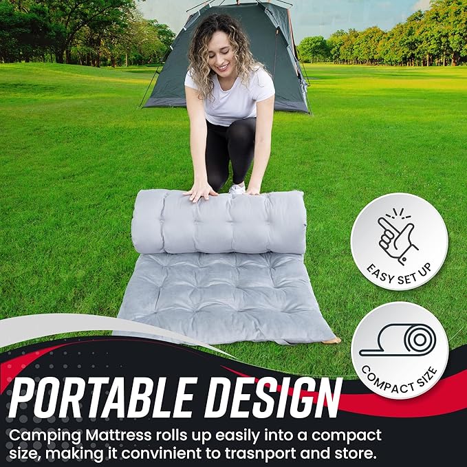 VaygWay Foldable Outdoor Camping Cot and Cot Pad Mattress- Soft Comfortable Lightweight Thick Cotton Sleeping Cot- Portable Hiking, Traveling, Backpacking Waterproof Bottom Pad- 2Pk