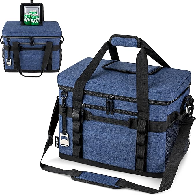 OPUX Cooler Bag, 48 Cans Insulated Soft Collapsible Portable Cooler, Soft Sided Leakproof Cooler for Beach Camping with Shoulder Strap, Ice Chest for Travel Road Trip Picnic, Navy Blue