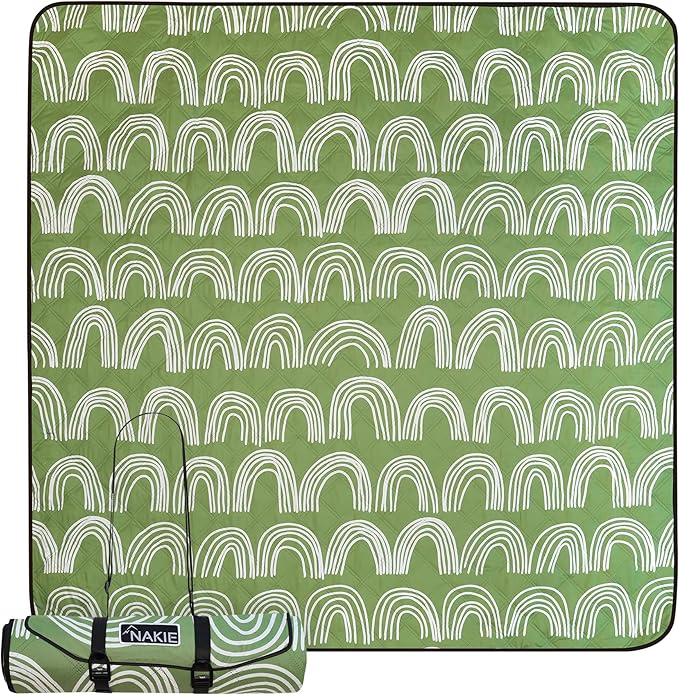 Nakie Picnic Blanket - Extra Large, Waterproof, Machine Washable, Easy Storage. Perfect for Camping, Picnics & Outdoor, Children by The Beach or Playing with Dog, 78inch x 78inch (Happy Days)