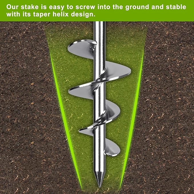 Fully Welded Ground Anchors, 17'' Tent Stakes Heavy Duty, Portable Trampoline Stakes, Great for Swing Sets, Sheds, Carports, Canopy, Mobile Home Anchors, 4Pack