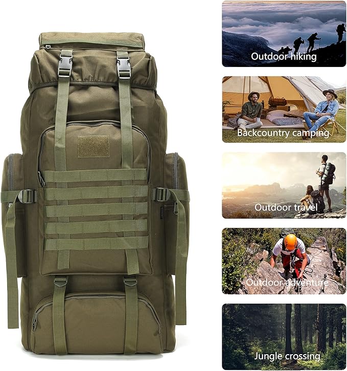 King'sGuard 70L Camping Hiking Backpack for Men Women Large Military Tactical Backpack Molle Rucksack Backpack for Outdoor