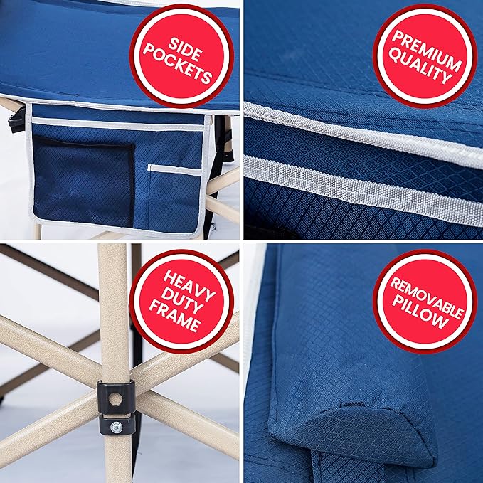 Nice C Camping Cots, Cots for Adults, Folding Cot, with Pillow, Carry Bag & Storage Pocket, Extra Wide Sturdy, Holds Up to 500 Lbs (1, Blue)