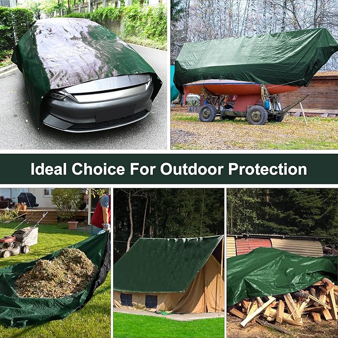 Tarp 16x20 Feet, 14 Mil Large Waterproof Tarps Heavy Duty with Brass Grommets, Thick Plastic Tarp, UV Resistant Tear&Fade Resistant, Reinforced Edges for Outdoor Pool Car Camp Tent