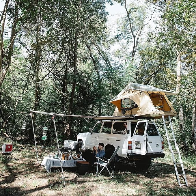 SAN LIKE Tent Poles for Tarp - 90 in Set of 4, Telescoping Canopy Poles for Rooftop Tents, Camping & Trekking, Awning