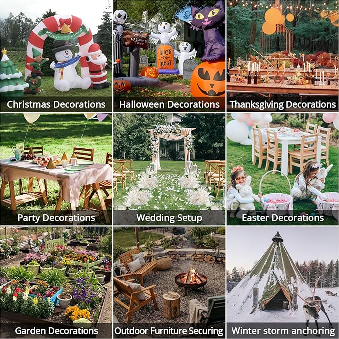 Trampoline Stakes High Wind - Heavy Duty 12 Inch U Shaped Ground Anchors - Galvanized Steel Rebar Stakes for Outdoor Camping Tent Fence Garden Decorations(8 Pack Black)