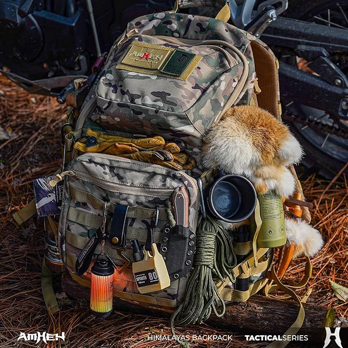 52L Tactical Backpack - 1050D 72 Hour Bug Out, 17" Laptop Compartment, Helmet Pocket and MOLLE for Survival Emergency (Black)