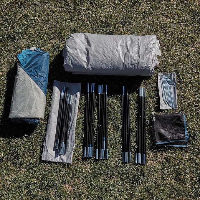 Wenzel Klondike 8 Person Water Resistant Tent with Convertible Screen Room for Family Camping