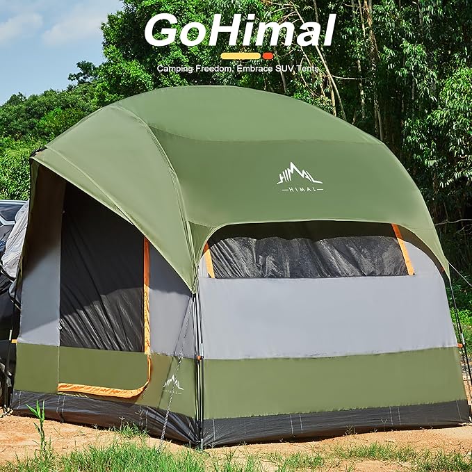 SUV Tent for Camping, Waterproof PU3000mm Spacious Double Layer Design for 5-8 Person, Includes Rainfly and Storage Bag, 8FT L x 8FT W x 7.2FT H Green