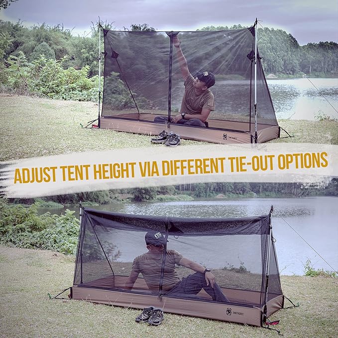 OneTigris Solo Mesh Tent, Ultralight Screen House with 3000 Waterproof Bathtub Floor for Camping Hiking Backpacking Traveling Fishing Patio