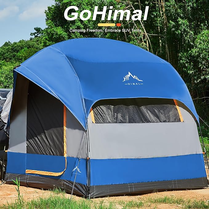 SUV Tent for Camping, Waterproof PU3000mm Spacious Double Layer Design for 5-8 Person, Includes Rainfly and Storage Bag, 8FT L x 8FT W x 7.2FT H Blue