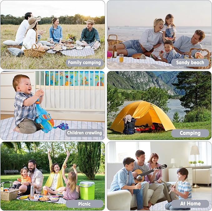 Large Picnic Mat, Outdoor Camping Mat, Tent Mate. Easy to Carry and Store, Water-Resistant, Dust-Proof Sand-Proof, Machine Washable. Thickened. For Picnics, Lawns, Concerts, Outdoor Adventures.