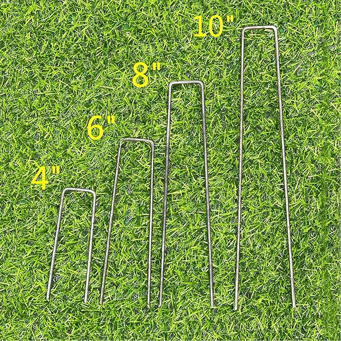 100 Pack 10x1 inch 11GA(0.12inch) Landscape Staples Garden Stakes Fence Netting Pins Ground Spikes Sod Cover Fabric Pegs Steel Uncoated