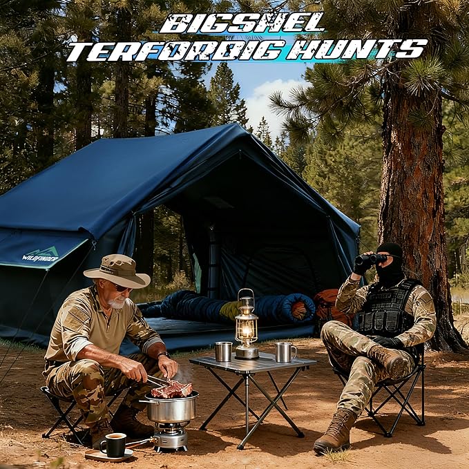 Inflatable Tent with Skylight, Quick Setup Blow Up Tents with Pump, Hot Tent with Stove Jack, Waterproof Oxford Inflatable House for Camping, Air Glamping Tents for Camping Adult 4-6 Person
