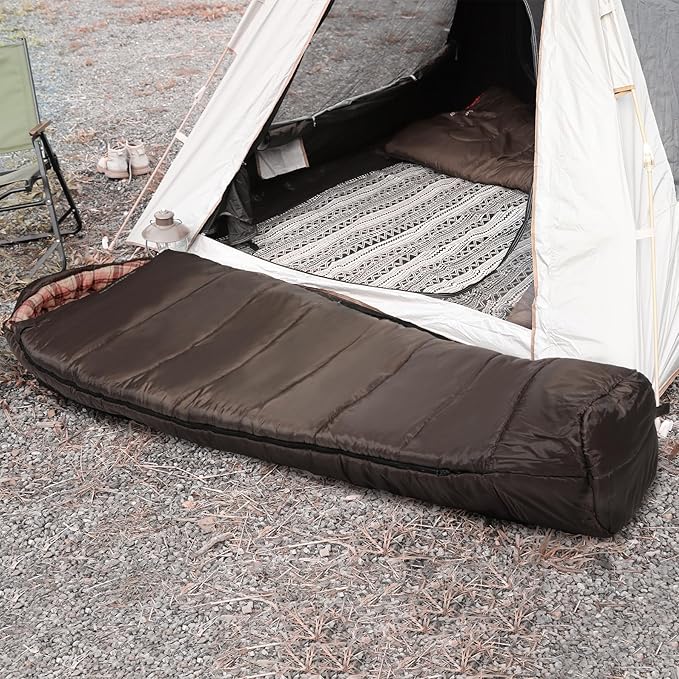 REDCAMP Cold Weather Mummy Sleeping Bag, Warm Flannel Cotton Sleeping Bag, 2 lbs/ 4 lbs Filling