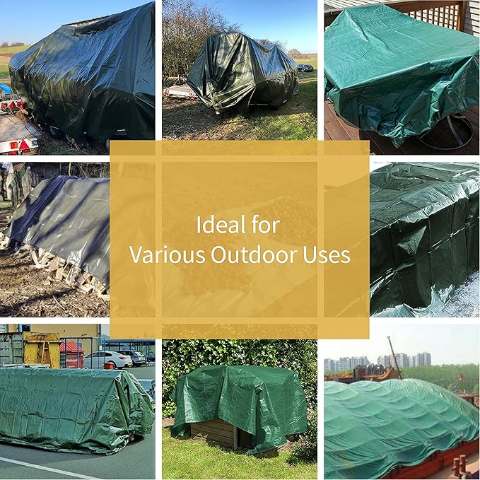 GUARD SHIELD Green Tarp Waterproof 10x10 Feet Medium Duty All Purpose Poly Tarps Cover 7mil (2-Pack)