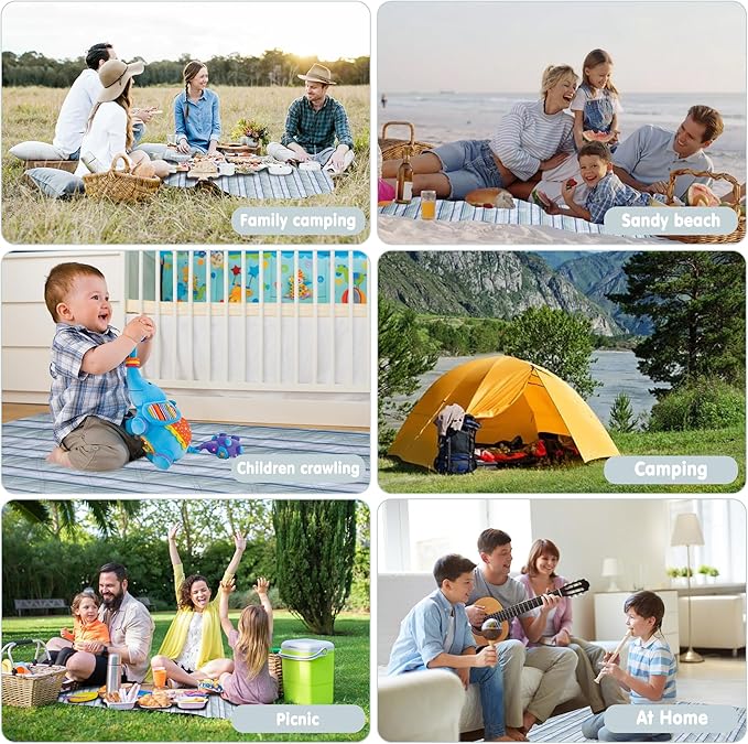 Large Picnic Mat, Outdoor Camping Mat, Tent Mate. Easy to Carry and Store, Water-Resistant, Dust-Proof Sand-Proof, Machine Washable. Thickened. For Picnics, Lawns, Concerts, Outdoor Adventures.