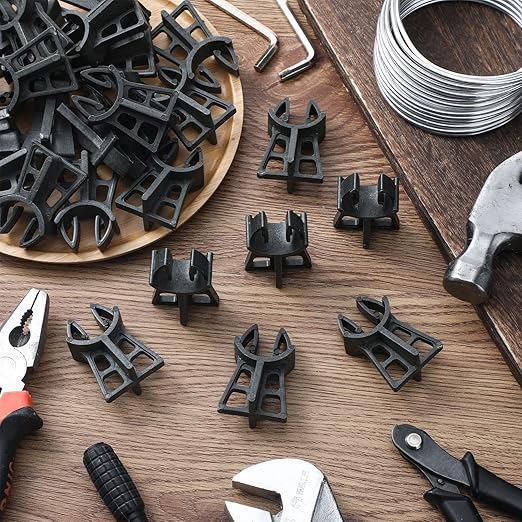 Hoolerry 200 Pcs Snap Rebar Chairs Plastic Heavy Duty Spacer Fits Bar Sizes 3-5 Plastic Rebar Concrete Stand, Heavy Duty Solid Construction Anti Rust