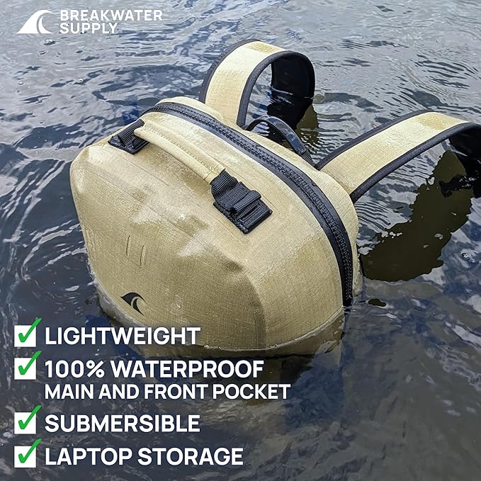 Breakwater Supply™ Fogland Waterproof IP68 Submersible Backpack with Airtight Zippers | Laptop Travel Outdoors | 25L 20L 15L | 100% Waterproof, Submersible, Airtight Zippers, Travel Outdoors