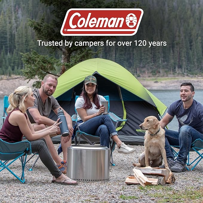Coleman Sundome Dark Room 4/6 Person Tent, Blocks 90% of Sunlight to Keep Inside Cool, Weatherproof Tent with Rainfly Sets Up in Minutes