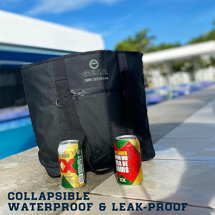 Enthusiast Gear Dry Bag Cooler Tote – Collapsible, Waterproof and Leak-Proof Soft Sided Cooler Bag - Pool, Beach - 20 or 36 Cans
