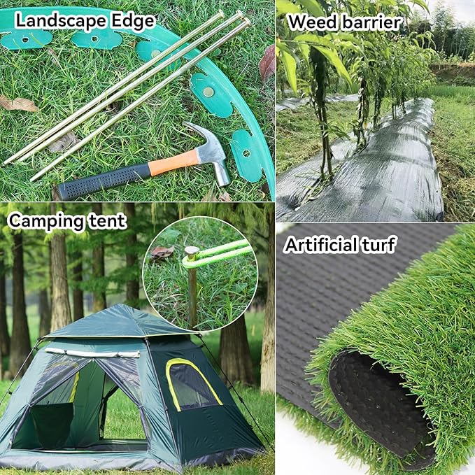 10 Pcs 16 Inch Landscape Stakes, Heavy Duty Galvanized Rebar Stakes for Paver Edging, Weed Barrier, Floor Covering, Artificial Turf, Camping Tent and More