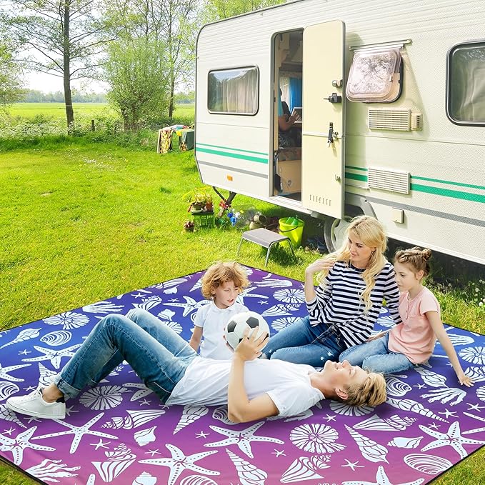 Beach Blanket, Sandproof Beach Mat, Waterproof Quick Drying Lightweight Outdoor Aztec Picnic Mat 79" X 83"/120"x108" for 2-8 Adults for Travel, Camping, Hiking