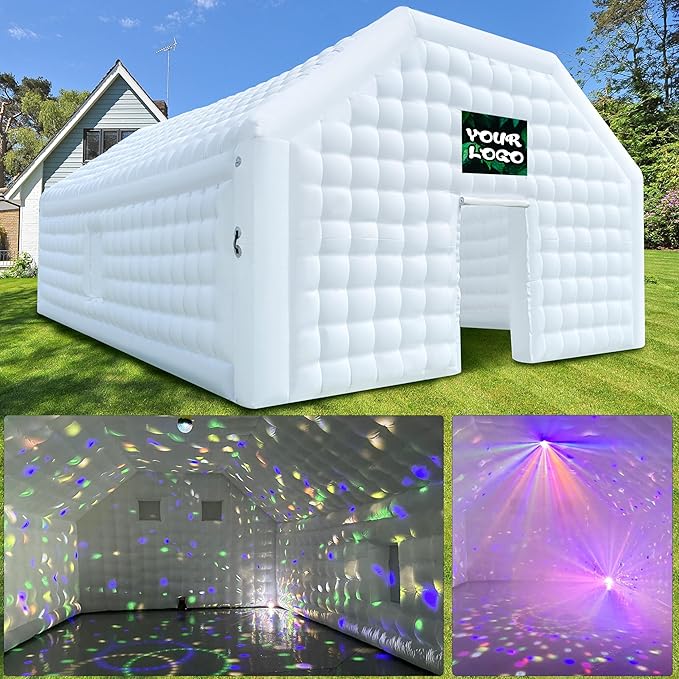 WARSUN Large White Inflatable Night Club 30x20x13Ft Inflatable Party Tent with Logo Area Disco Cube Gazebo Event House for Wedding Birthday Raves Dance Floor Yard Party Business