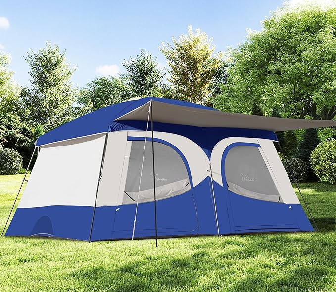Vidalido Tents,8-10 Person Camping Tent with Extended Vestibule,2 Room Weather Resistant Family Tents,Easy Install Waterproof Outdoor Tent for Camping Hiking
