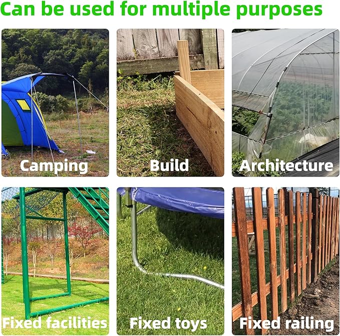 60 Pack Ground Garden Rebar Stakes Rebar 12 Inch Anti-Rust Galvanized Steel J Shape Hook Heavy Duty Ground Anchors for Tents, Position Kits,Fences, and Trampolines Landscape Fabric