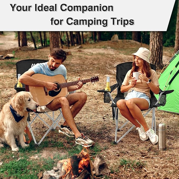 Elevon Folding Camping Chairs, Portable Outdoor Beach Chair for Adults with Carry Bag & Cup Holder, Foldable Lawn Chair with Mesh Backrest for Camp Fishing Hiking Travel Picnic Sports,