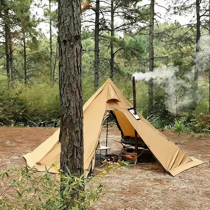 Hot Tent with Stove Jack – 4 Season Waterproof & Windproof Shelter for 1–4 People, Lightweight for Camping, Hiking, Hunting & Fishing