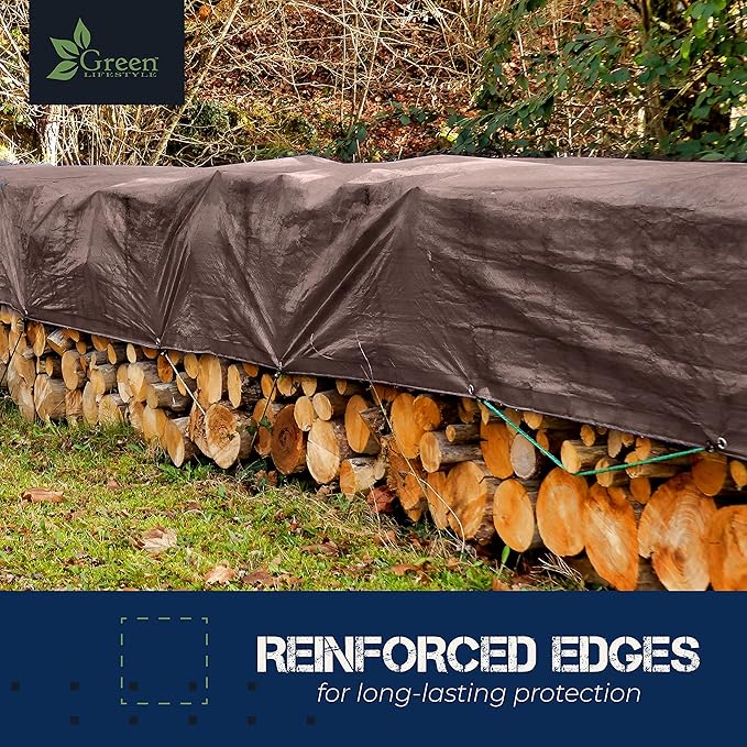 GREEN LIFESTYLE Heavy Duty Tarp Waterproof - Tent Cover, Camping Tarp Waterproof, Protects Cars, Boats, Roofs, Supplies & Equipment, Works as Tent Rain Cover for Patio or Yard Use (12x16)