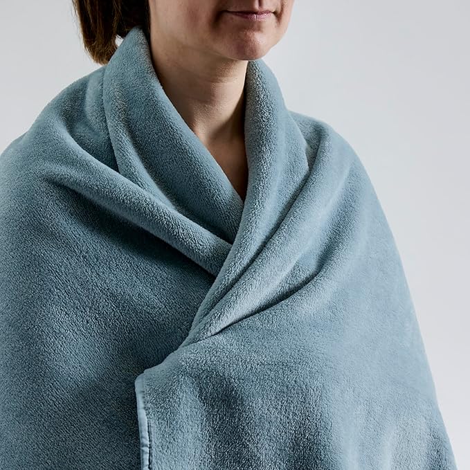 Cuddledown Plush Fleece Travel Blanket Throw | Cozy & Exceptionally Soft | Lightweight | Convenient, Easy Care | Doubles as Pillow | 65" x 40" | Gulf Blue