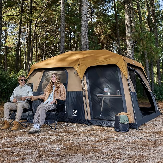 EVER ADVANCED 6 Person Camping Tent, Blackout Design Tent for Camping Instant Cabin Tents for Family with Rainfly, 60s Easy Setup, Water-Resistant