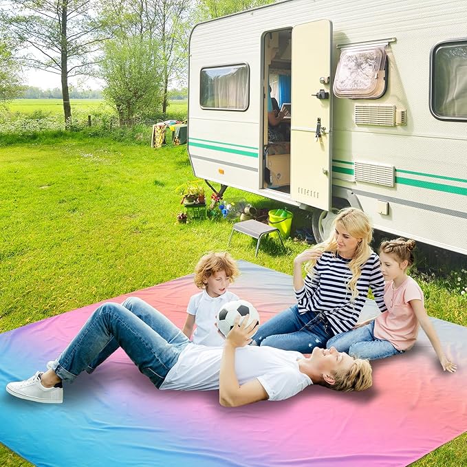 Beach Blanket Waterproof Sandproof Beach Mat 79" X 83"/10'x9'for 2-8 Adults Quick Drying Outdoor Picnic Mat Beach Accessories for Travel, Camping, Hiking