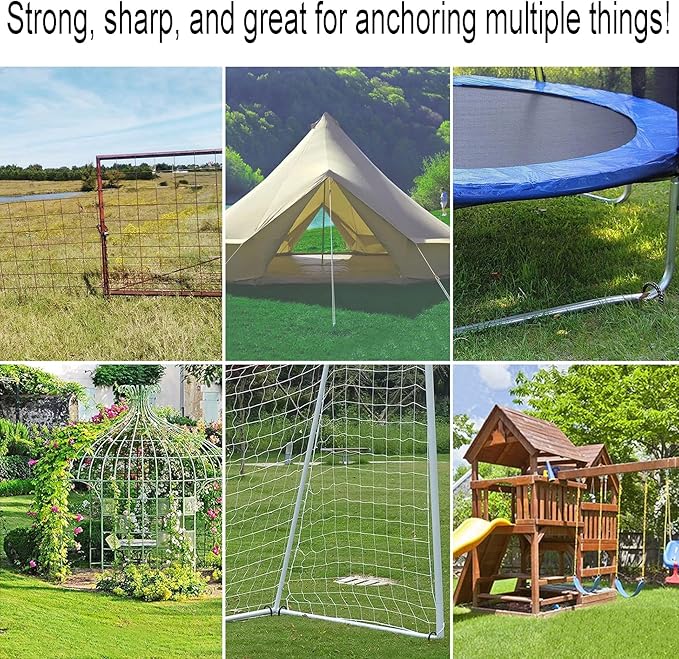 16 Inch J Hook Rebar Stakes Heavy Duty Metal Stakes for Ground Barrel Soil Tent Swing Set Fence Stakes Steel Anchors Anti-Rust Landscape Fabric Stakes (30)