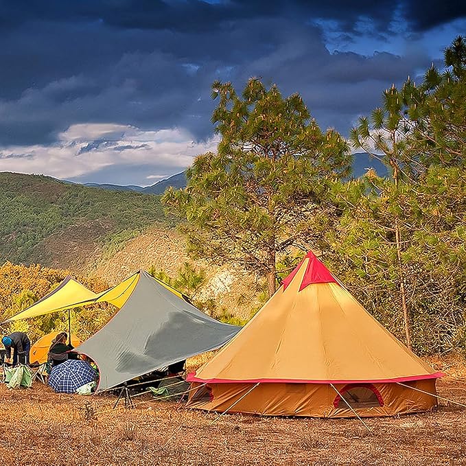 GeRRiT Lightweight Camping Tent, 4-Season Yurt Tents for Camping, 4m Bell Tent, 3-10 Persons Waterproof Polyester Tent, Festivals and Human shelter for inhabiting or Leisure