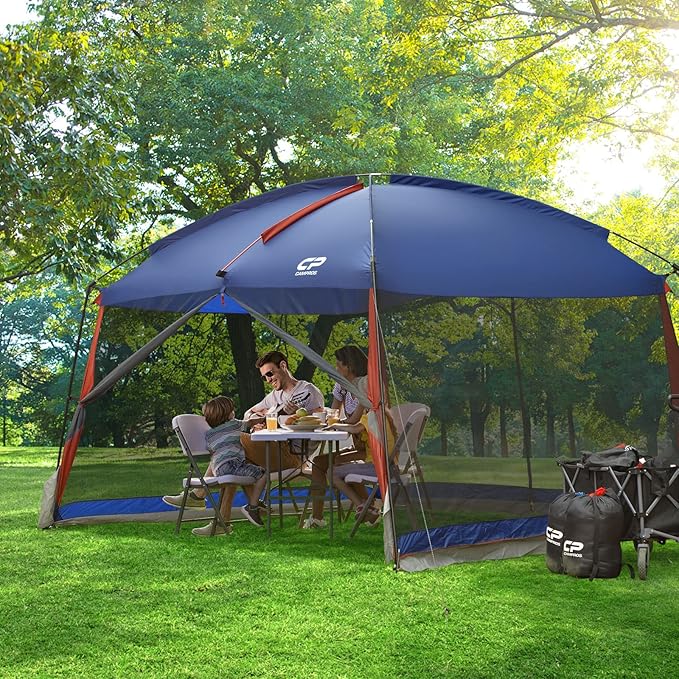 CAMPROS CP Screen House 12 x 10 Ft Screened Mesh Net Wall Canopy Tent Screen Shelter Gazebos for Patios Outdoor Camping Activities - Blue
