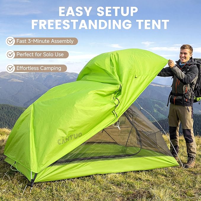 CANTUO Ultralight Camping Backpacking Tent 2 Person - Windproof & Waterproof PU5000mm 20D Nylon Tents for Camping, Hiking, Bikepacking