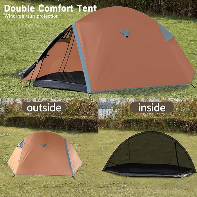 Backpacking Tents for Camping - Easy Set Up Tent, Waterproof, Light Weight Tent for One or Two Person Hiking Travling