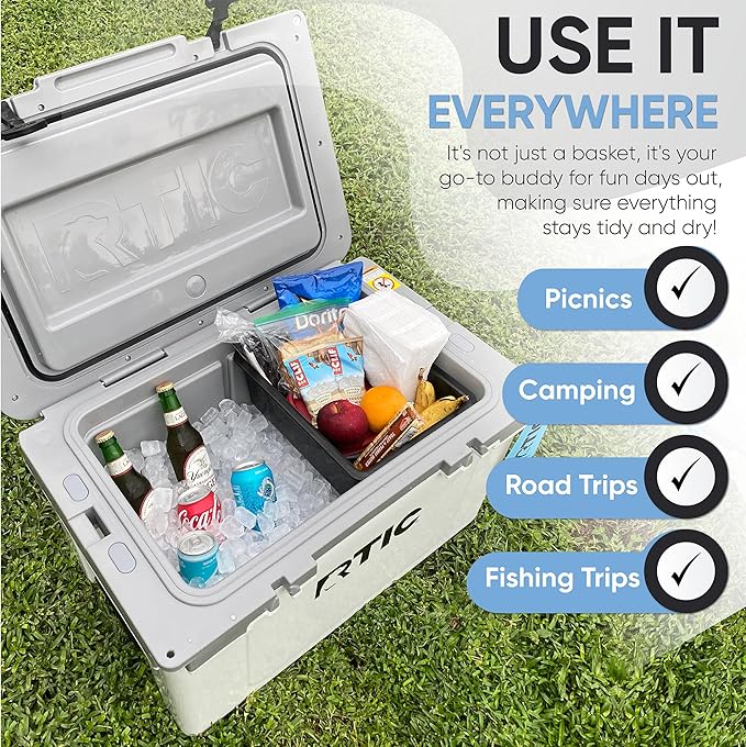 Jmoe USA Dry Basket for RTIC 52QT Ultra-Light Cooler | BPA-Free Tough Plastic | Specially Designed, Durable, Food-Safe | Storage Tray for Electronics, Utensils, Dry Goods, and More