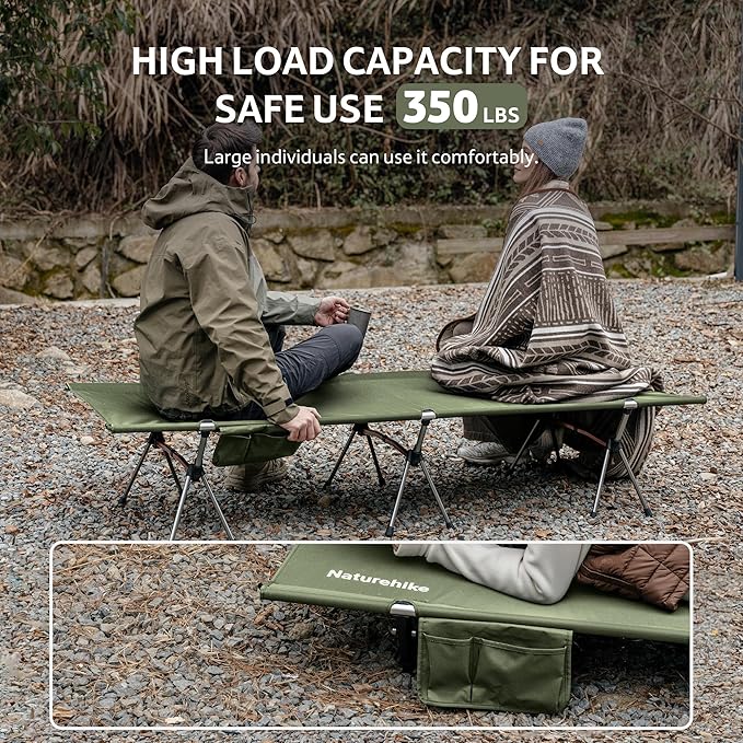 Naturehike ArmyWild Folding Camping Cot, Height Adjustable Ultralight Backpacking Cot, Portable Camping Bed for Camping Hiking Travel Home