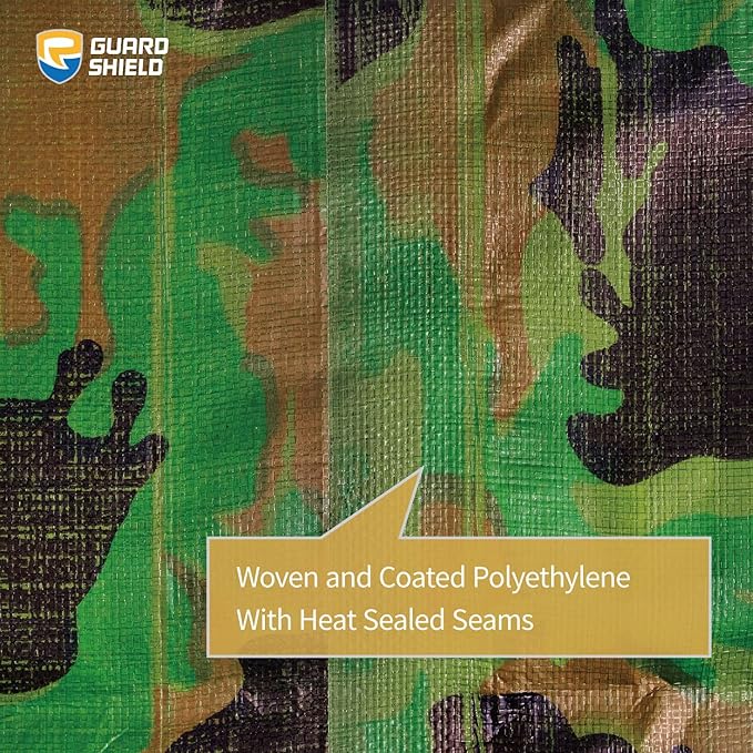GUARD SHIELD Heavy Duty Camo Tarp Camouflage Tarps Waterproof 10x12 Feet Poly Cover 10mil